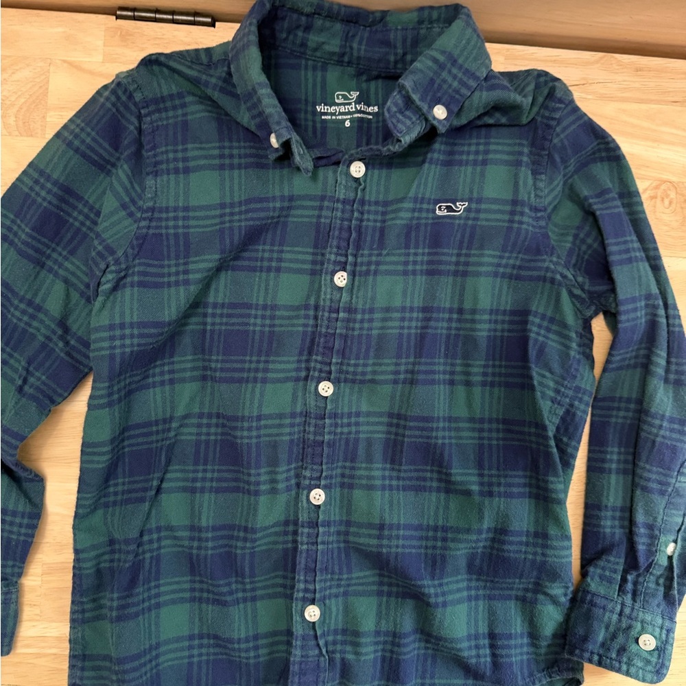 Vineyard Vines Green and Blue Button Down Shirt